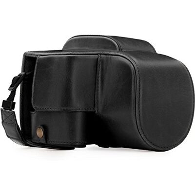 MegaGear Panasonic Lumix DC-FZ80, FZ82 Ever Ready Leder Kamera-Case mit Trageriemen und Batteriezugang schwarz MG1223 MegaGear Panasonic Lumix DC-FZ80, FZ82 Ever Ready Leder Kamera-Case mit Trageriemen und Batteriezugang schwarz MG1223