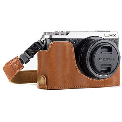 MegaGear MG974 Ever Ready kožená brašna na fotoaparát s popruhem a přístupem na baterie pro Panasonic Lumix DMC-GX85, GX80 světle hnědá MegaGear MG974 Ever Ready kožená brašna na fotoaparát s popruhem a přístupem na baterie pro Panasonic Lumix DMC-GX85, GX80 světle hnědá