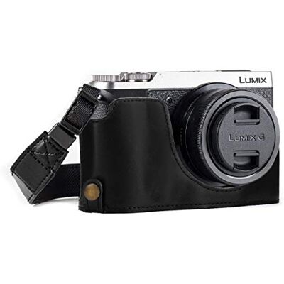MegaGear MG972 Ever Ready kožená brašna na fotoaparát s popruhem a přístupem na baterie pro Panasonic Lumix DMC-GX85, DMC-GX85, GX80 černá MegaGear MG972 Ever Ready kožená brašna na fotoaparát s popruhem a přístupem na baterie pro Panasonic Lumix DMC-GX85, DMC-GX85, GX80 černá