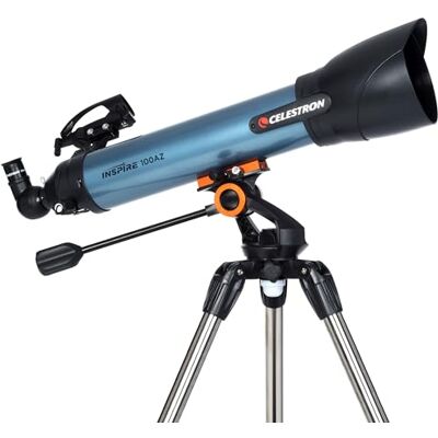 Celestron 22403 Inspire 100AZ Refractor Telescope s vestavěným adaptérem na smartphone, modrý Celestron 22403 Inspire 100AZ Refractor Telescope s vestavěným adaptérem na smartphone, modrý