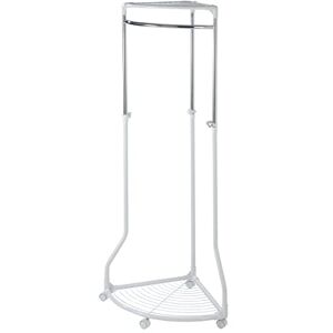 Wenko Stojan na šaty Pointy, šatní stojan k ukládání šatů do rohu, s kolečky a 2 policemi, plast/kov, 70 x 112-166 x 55 cm, chrom/bílý Wenko Stojan na šaty Pointy, šatní stojan k ukládání šatů do rohu, s kolečky a 2 policemi, plast/kov, 70 x 112-166 x 55 cm, chrom/bílý