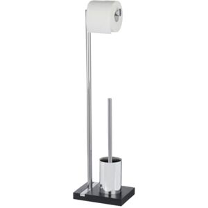 Wenko Stand WC souprava Mod. Noble elegantní kombinace držáku toaletního kartáče a držáku toaletního papíru z polyresinu černá rozměry 20 x 74 x 15 cm Wenko Stand WC souprava Mod. Noble elegantní kombinace držáku toaletního kartáče a držáku toaletního papíru z polyresinu černá rozměry 20 x 74 x 15 cm