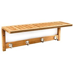 Relaxdays Nástěnný regál s háčkovou lištou, v × š × 18 × 50 × 16 cm, nástěnný věšák se 4 háčky, koupelnový regál s držákem na ručníky, bambusový nástěnný držák na ručníky, šatní skříň na předsíň, Relaxdays Nástěnný regál s háčkovou lištou, v × š × 18 × 50 × 16 cm, nástěnný věšák se 4 háčky, koupelnový regál s držákem na ručníky, bambusový nástěnný držák na ručníky, šatní skříň na předsíň,