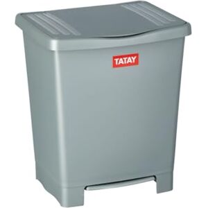 TATAY Odpadkový koš Millenium s pedálem 21L Matný povrch vnitřní a vnější pro sáčky 20–30 l bez BPA, robustní plast 33,5 x 30 x 39 cm, šedý TATAY Odpadkový koš Millenium s pedálem 21L Matný povrch vnitřní a vnější pro sáčky 20–30 l bez BPA, robustní plast 33,5 x 30 x 39 cm, šedý