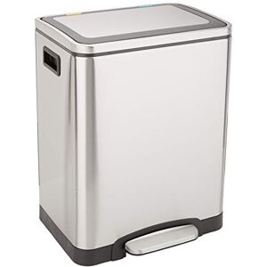 Amazon Basics 30l obdélníkový odpadkový koš Dual Bin Soft-Close s nožním pedálem 2 x 15 litrů kbelík, nerezová ocel, stříbrná, vhodný pro 1 nebo 2 osoby Amazon Basics 30l obdélníkový odpadkový koš Dual Bin Soft-Close s nožním pedálem 2 x 15 litrů kbelík, nerezová ocel, stříbrná, vhodný pro 1 nebo 2 osoby