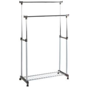 HAKU Věšák na kolečkách hliník, chrom, šedá, plast, kov rozměry: š 95 cm x v 95-170 cm x h 43 cm, styl: moderní HAKU Věšák na kolečkách hliník, chrom, šedá, plast, kov rozměry: š 95 cm x v 95-170 cm x h 43 cm, styl: moderní