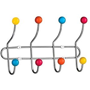 Premier Housewares lišta s háčky na stěnu chrom, 8 háčků, pestrá plastová závěrka, plast, vícebarevná, 8x31x19 Premier Housewares lišta s háčky na stěnu chrom, 8 háčků, pestrá plastová závěrka, plast, vícebarevná, 8x31x19