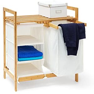 Relaxdays Koš na prádlo Linea bambus v x š x h: cca 77 x 69,5 x 36 cm Prádlo s objemem 40 litrů 2 přihrádky a 3 přihrádky jako nádoba na prádlo s pytlem na prádlo z bílé látky a 2 držadly, přírodní Relaxdays Koš na prádlo Linea bambus v x š x h: cca 77 x 69,5 x 36 cm Prádlo s objemem 40 litrů 2 přihrádky a 3 přihrádky jako nádoba na prádlo s pytlem na prádlo z bílé látky a 2 držadly, přírodní