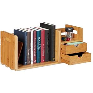 Relaxdays Organizér na psací stůl bambus, 2 zásuvky, výsuvná knihovna, odkládací plocha, V x Š x H: 21 x 80,5 x 19 cm, přírodní, světle hnědá Relaxdays Organizér na psací stůl bambus, 2 zásuvky, výsuvná knihovna, odkládací plocha, V x Š x H: 21 x 80,5 x 19 cm, přírodní, světle hnědá