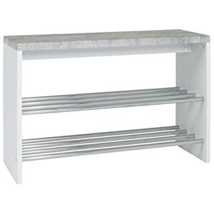 HAKU Lavice na boty ve vzhledu betonu chrom bílá lavice jako botník lavice vstupní prostor MDF kov rozměry: Š 81 x V 55 x H 30 cm Styl: moderní HAKU Lavice na boty ve vzhledu betonu chrom bílá lavice jako botník lavice vstupní prostor MDF kov rozměry: Š 81 x V 55 x H 30 cm Styl: moderní