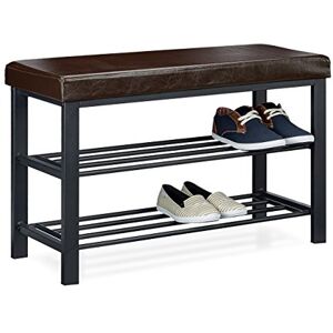 Relaxdays Schuhbank, offen, für 6-8 Paar Schuhe, Schuhregal zum Sitzen, Polsterung aus Kunstleder, HxBxT 49 x 81 x 31 cm, auf 2 Etagen, braun Relaxdays Schuhbank, offen, für 6-8 Paar Schuhe, Schuhregal zum Sitzen, Polsterung aus Kunstleder, HxBxT 49 x 81 x 31 cm, auf 2 Etagen, braun