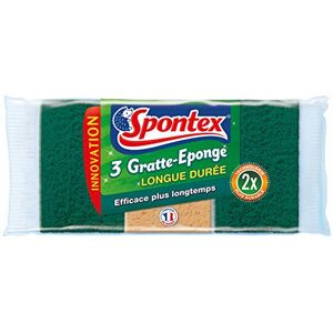 Spontex Eponge Fini Les Rayures-2 éponges grattantní non-rayantes vertes houbička, bavlna, vícebarevná, jednotná velikost, 3 Spontex Eponge Fini Les Rayures-2 éponges grattantní non-rayantes vertes houbička, bavlna, vícebarevná, jednotná velikost, 3