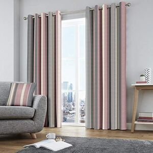 Fusion Whitworth Stripe závěsy s očky, 100% bavlna, 168 x 183 cm, 1 pár závěsů, Blush-Rosa Fusion Whitworth Stripe závěsy s očky, 100% bavlna, 168 x 183 cm, 1 pár závěsů, Blush-Rosa