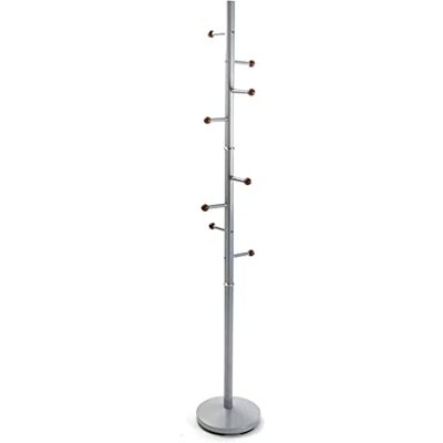 Versa Minimalistický šatní stojan pro vstupní prostor, s 9 háčky na oblečení nebo tašky do haly, rozměry (v x d x š) 173 x 28 x 28 cm, kov, barva: stříbrná Versa Minimalistický šatní stojan pro vstupní prostor, s 9 háčky na oblečení nebo tašky do haly, rozměry (v x d x š) 173 x 28 x 28 cm, kov, barva: stříbrná