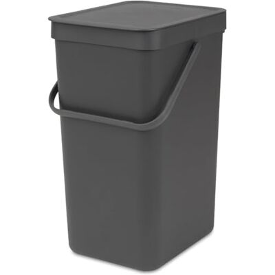 Brabantia Sort & Go Odpadkový koš s víkem 16 l (šedá), prostorově úsporný sběrač záloh s rukojetí, odnímatelné, nastavitelné víko, snadno čistitelný velký odpadkový koš bez rohů a okrajů Brabantia Sort & Go Odpadkový koš s víkem 16 l (šedá), prostorově úsporný sběrač záloh s rukojetí, odnímatelné, nastavitelné víko, snadno čistitelný velký odpadkový koš bez rohů a okrajů