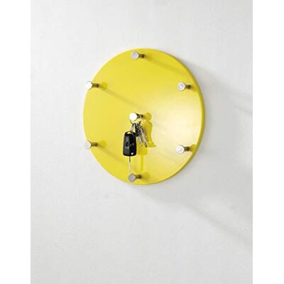 HAKU Nástěnný věšák chrom, žlutý, MDF, kov rozměry: h 5 x Ø 35 cm, styl: moderní HAKU Nástěnný věšák chrom, žlutý, MDF, kov rozměry: h 5 x Ø 35 cm, styl: moderní
