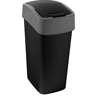 Curver 229411 Flip Bin odpadkový koš, plast, černá/stříbrná, 29,4 x 37,6 x 65,3 cm, 45 l Curver 229411 Flip Bin odpadkový koš, plast, černá/stříbrná, 29,4 x 37,6 x 65,3 cm, 45 l