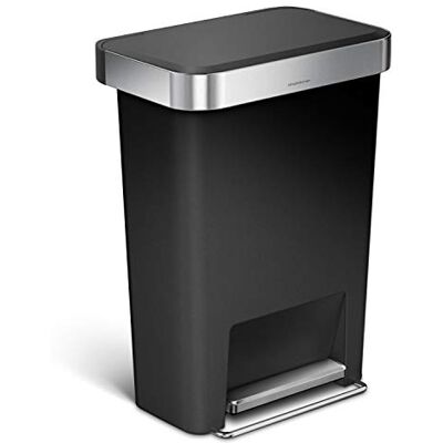 simplehuman CW1385CB 45 litrů, obdélníkový koš s přihrádkou na sáčky, odpadkový koš do kuchyně, černý plast, záruka 5 let simplehuman CW1385CB 45 litrů, obdélníkový koš s přihrádkou na sáčky, odpadkový koš do kuchyně, černý plast, záruka 5 let