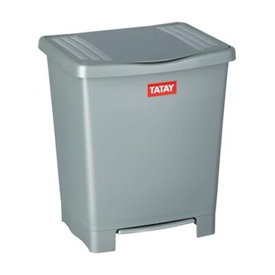 TATAY Odpadkový koš Millenium s pedálem 21L Matný povrch vnitřní a vnější pro sáčky 20–30 l bez BPA, robustní plast 33,5 x 30 x 39 cm, šedý TATAY Odpadkový koš Millenium s pedálem 21L Matný povrch vnitřní a vnější pro sáčky 20–30 l bez BPA, robustní plast 33,5 x 30 x 39 cm, šedý