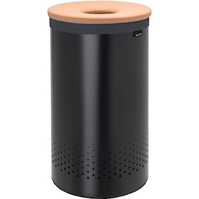 Brabantia Koš na prádlo s korkovým víkem, černý, 60 l Brabantia Koš na prádlo s korkovým víkem, černý, 60 l