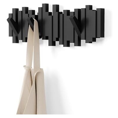 Umbra Háčky na oblečení Sticks, moderní, jednoduchý a prostorově nenáročný věšák s 5 pohyblivými háčky na bundy, kabáty, šály, kabelky a další, černá barva Umbra Háčky na oblečení Sticks, moderní, jednoduchý a prostorově nenáročný věšák s 5 pohyblivými háčky na bundy, kabáty, šály, kabelky a další, černá barva