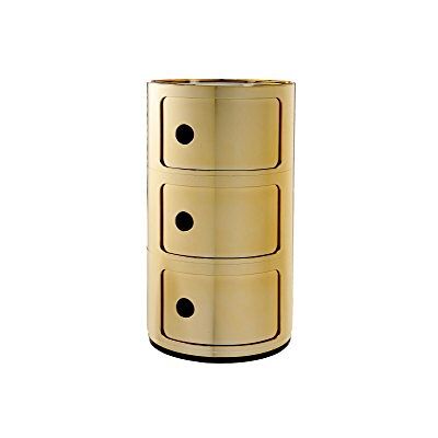 Kartell Componibili, 3 prvky, zlatá, kulatá základna Kartell Componibili, 3 prvky, zlatá, kulatá základna