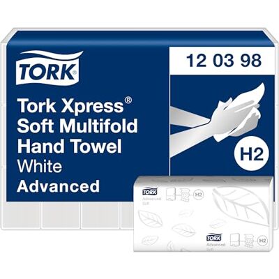 Tork Xpress měkké ručníky Multifold, bílé H2, špičková kvalita, 2vrstvé, klikatý falc, savý, 21 × 180 utěrek, 120398 Tork Xpress měkké ručníky Multifold, bílé H2, špičková kvalita, 2vrstvé, klikatý falc, savý, 21 × 180 utěrek, 120398