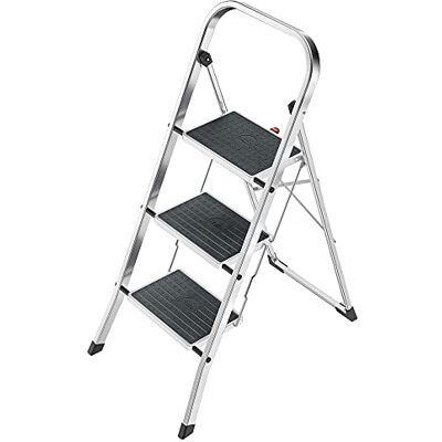 Hailo K70 StandardLine hliníkový skládací žebřík 3 velké ocelové schůdky s protiskluzovými podložkami zatížitelné do 150 kg žebřík s pojistkou proti sklopení obzvlášť lehký a snadno se skladuje Hailo K70 StandardLine hliníkový skládací žebřík 3 velké ocelové schůdky s protiskluzovými podložkami zatížitelné do 150 kg žebřík s pojistkou proti sklopení obzvlášť lehký a snadno se skladuje