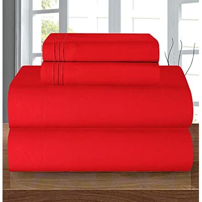 Elegant Comfort Sada ložního prádla, luxusní, měkká, počet vláken 1500, egyptská kvalita, odolná proti mačkání a světlu, 3 kusy Modern King červená Elegant Comfort Sada ložního prádla, luxusní, měkká, počet vláken 1500, egyptská kvalita, odolná proti mačkání a světlu, 3 kusy Modern King červená