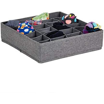 LOVE !T STORE !T LOVE IT STORE IT – prémiový organizér do zásuvky – organizér do šatní skříně s 24 přihrádkami – ze lnu, zesílený kartonem – šedá – 30 x 30 x 8 cm LOVE !T STORE !T LOVE IT STORE IT – prémiový organizér do zásuvky – organizér do šatní skříně s 24 přihrádkami – ze lnu, zesílený kartonem – šedá – 30 x 30 x 8 cm