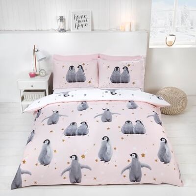 Rapport Home Starry Penguins Bettwäsche-Set, Einzelbett, Rosa Rapport Home Starry Penguins Bettwäsche-Set, Einzelbett, Rosa