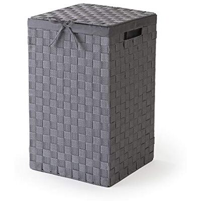 Compactor RAN6890 Stan koš na prádlo s víkem, rukojeti, tkaný s kovovým rámem, vyjímatelná lněná podšívka, 30 x 30 x 50 cm, šedý Compactor RAN6890 Stan koš na prádlo s víkem, rukojeti, tkaný s kovovým rámem, vyjímatelná lněná podšívka, 30 x 30 x 50 cm, šedý