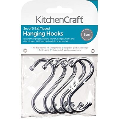 KitchenCraft S háčky, pochromovaný kov, středně velký, balení po 5, 8 cm KitchenCraft S háčky, pochromovaný kov, středně velký, balení po 5, 8 cm