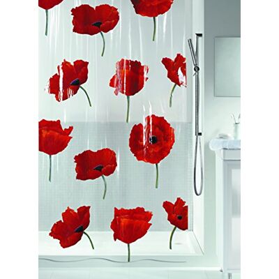 Spirella Anti-Schimmel Sprchový závěs Poppy Cinnabar antibakteriální, lze prát, vodotěsný PVC 180 x 200 cm, červený Spirella Anti-Schimmel Sprchový závěs Poppy Cinnabar antibakteriální, lze prát, vodotěsný PVC 180 x 200 cm, červený
