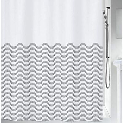 Spirella Anti-Schimmel sprchový závěs antibakteriální, lze prát, vodotěsný polyester, "Vagues" 180 x 200 cm černobílý Spirella Anti-Schimmel sprchový závěs antibakteriální, lze prát, vodotěsný polyester, "Vagues" 180 x 200 cm černobílý