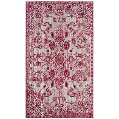 Safavieh Boho Teppich für Wohnzimmer, Esszimmer, Schlafzimmer Valencia Collection, Kurzer Flor, Fuchsia und Multi, 91 X 152 cm Safavieh Boho Teppich für Wohnzimmer, Esszimmer, Schlafzimmer Valencia Collection, Kurzer Flor, Fuchsia und Multi, 91 X 152 cm