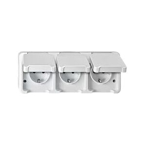 Schneider Electric Merten Schuko zásuvka s výklopným víkem, 3dílná, na omítku, vodorovná, ochrana proti dotyku, vlhká místnost, Aquastar, IP44, polární bílá, číslo výrobku MEG2390-8019 Schneider Electric Merten Schuko zásuvka s výklopným víkem, 3dílná, na omítku, vodorovná, ochrana proti dotyku, vlhká místnost, Aquastar, IP44, polární bílá, číslo výrobku MEG2390-8019