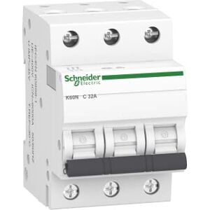 Schneider Electric Proudový jistič Acti9, 3pólový, K60N, 32A, charakteristika C, 6kA, číslo výrobku A9K02332, 1 kus Schneider Electric Proudový jistič Acti9, 3pólový, K60N, 32A, charakteristika C, 6kA, číslo výrobku A9K02332, 1 kus