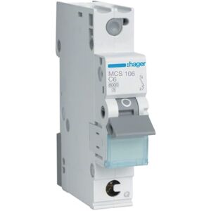Hager Proudový jistič 1pólový 6kA charakteristika B 6A QuickConnect 1 modul Hager Proudový jistič 1pólový 6kA charakteristika B 6A QuickConnect 1 modul