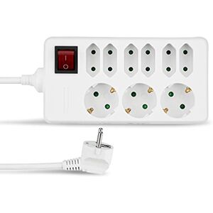 REV Zásuvková lišta vícenásobná zásuvka s vypínačem 9násobná, 6x euro, 3X Schuko, 1,4 m, 3500 W REV Zásuvková lišta vícenásobná zásuvka s vypínačem 9násobná, 6x euro, 3X Schuko, 1,4 m, 3500 W