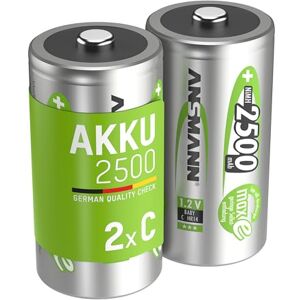 Ansmann Akumulátor C 2500 mAh NiMH 1,2 V (2 kusy) – dobíjecí baterie Baby C, max. nízké samovybíjení pro dlouhodobé použití, vysoká kapacita pro High-Drain Ansmann Akumulátor C 2500 mAh NiMH 1,2 V (2 kusy) – dobíjecí baterie Baby C, max. nízké samovybíjení pro dlouhodobé použití, vysoká kapacita pro High-Drain