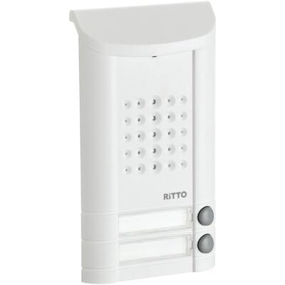 Schneider Electric Ritto dveřní stanice, Minivox, audio pro rodinný dům 2, náhradní díl, intercom s osvětlením a tlačítky zvonku, venkovní jednotka, bílá, číslo výrobku 1271042 Schneider Electric Ritto dveřní stanice, Minivox, audio pro rodinný dům 2, náhradní díl, intercom s osvětlením a tlačítky zvonku, venkovní jednotka, bílá, číslo výrobku 1271042