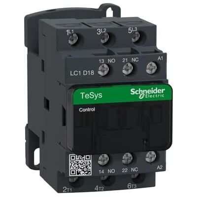 Schneider Electric Výkonový stykač TeSys Control LC1D, 3pólový, 1S+1Ö, 7,5kW, 400V AC3, cívka 24V AC, 18A, číslo výrobku LC1D18B7 Schneider Electric Výkonový stykač TeSys Control LC1D, 3pólový, 1S+1Ö, 7,5kW, 400V AC3, cívka 24V AC, 18A, číslo výrobku LC1D18B7