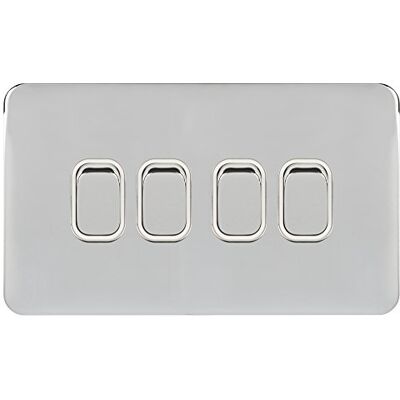 Schneider Electric Lisse Screwless Deco GGBL1042WPC bezšroubový vypínač světla, 2cestný spínač se 4 tlačítky, 10 AX, leštěný chrom s bílou vložkou Schneider Electric Lisse Screwless Deco GGBL1042WPC bezšroubový vypínač světla, 2cestný spínač se 4 tlačítky, 10 AX, leštěný chrom s bílou vložkou