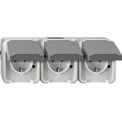 Schneider Electric Merten Schuko zásuvka se sklápěcím víkem, 3dílná, vodorovná, IP44, Aquastar, číslo výrobku MEG2391-8029 Schneider Electric Merten Schuko zásuvka se sklápěcím víkem, 3dílná, vodorovná, IP44, Aquastar, číslo výrobku MEG2391-8029