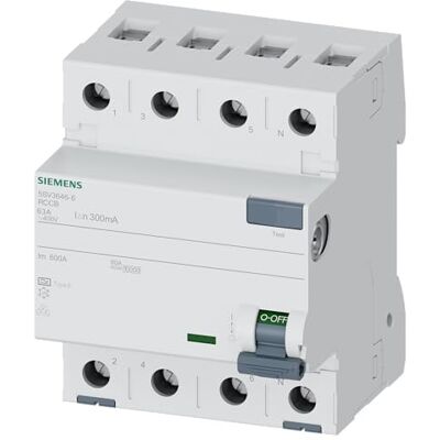 Siemens FI jistič 4pólový typ A 63A 300mA Siemens FI jistič 4pólový typ A 63A 300mA