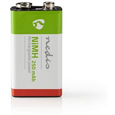 NEDIS Dobíjecí NI-MH baterie E-Block 8,4 V DC 250 mAh přednabitý 1-Blister 6LR61 zelená/červená NEDIS Dobíjecí NI-MH baterie E-Block 8,4 V DC 250 mAh přednabitý 1-Blister 6LR61 zelená/červená