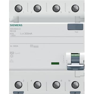 Siemens 5SV – Leitungsschutzschalter 5SV clase-ac 4 polig 40 A 300 mA 70 mm Siemens 5SV – Leitungsschutzschalter 5SV clase-ac 4 polig 40 A 300 mA 70 mm