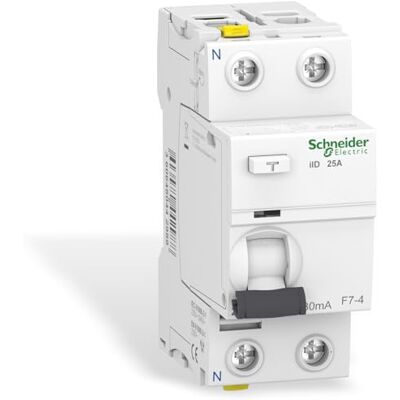 Schneider Electric FI-chránič Acti9 iID, 2pólový, 25A, 30mA, typ A, bez zpoždění, číslo výrobku A9Z21225 Schneider Electric FI-chránič Acti9 iID, 2pólový, 25A, 30mA, typ A, bez zpoždění, číslo výrobku A9Z21225