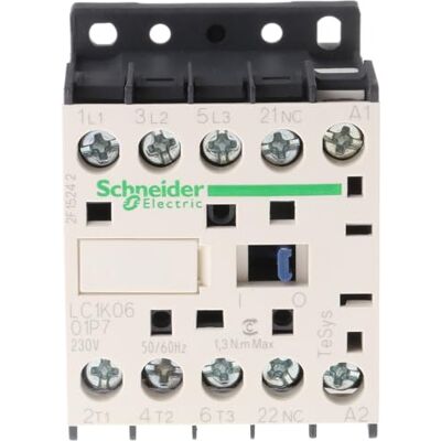 Schneider Electric Výkonový stykač TeSys Control LC1K, 3pólový, LC1K0601P7 Schneider Electric Výkonový stykač TeSys Control LC1K, 3pólový, LC1K0601P7